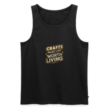 Kunsthandwerk macht das Leben für Bierliebhaber lebenswert - Männer Premium Bio Tank Top - Schwarz - Vorne - AI Model Male 178 light (178cm)