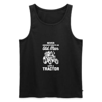 Old man with a tractor farmer gift farmer - Men's Premium Organic Tank Top - black - Front - Michal (187cm)