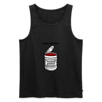Was ist mit Tomaten passiert | Lustiger Spruch - Männer Premium Bio Tank Top - Schwarz - Vorne - AI Model Male 178 light (178cm)