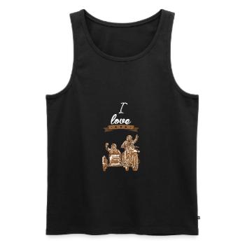 J'adore cadeau moto sidecar J'adore - Débardeur bio Premium Homme - noir - Devant - AI Model Male 178 light (178cm)