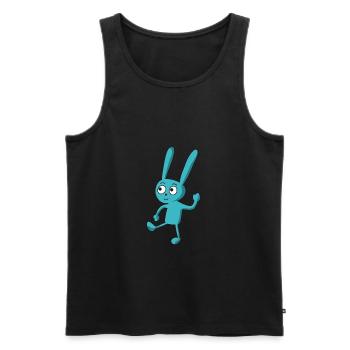 danse, drôle, lapin de dessin animé bleu - Débardeur bio Premium Homme - noir - Devant - Michal (187cm)