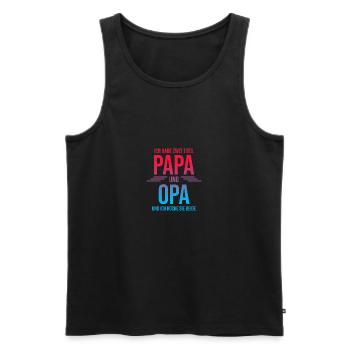 Ich habe zwei Titel Papa und Opa - Männer Premium Bio Tank Top - Schwarz - Vorne - Michal (187cm)