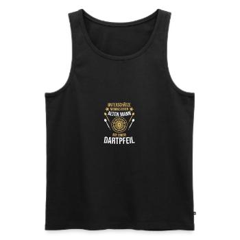 Alten Mann mit einem Dartpfeil - Männer Premium Bio Tank Top - Schwarz - Vorne - Michal (187cm)