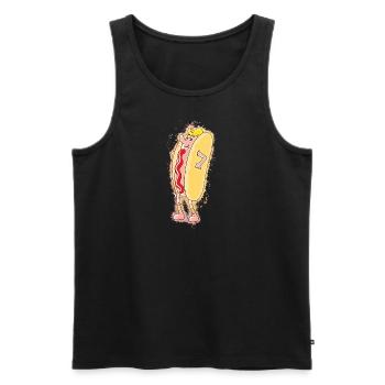 Hotdog Wurst hell glühend - Männer Premium Bio Tank Top - Schwarz - Vorne - AI Model Male 178 light (178cm)