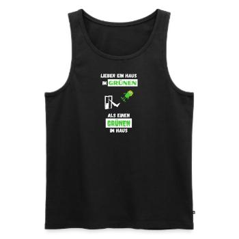GRÜNE RAUS AUS MEINEM HAUS – ANTI-GRÜNEN-T-SHIRT - Männer Premium Bio Tank Top - Schwarz - Vorne - Michal (187cm)