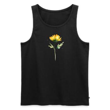 Gelbe Blume Groß Wasserfarben - Männer Premium Bio Tank Top - Schwarz - Vorne - Michal (187cm)