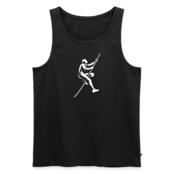 Rope climbing on the obstacle course - Men's Premium Organic Tank Top - black - Front - Michal (187cm)