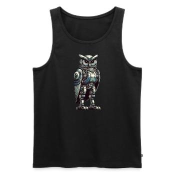 Eule Roboter, Roboter-Eule - Männer Premium Bio Tank Top - Schwarz - Vorne - AI Model Male 178 light (178cm)