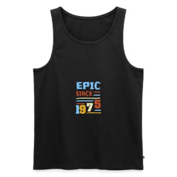 1975 - Men's Premium Organic Tank Top - black - Front - AI Model Male 178 light (178cm)