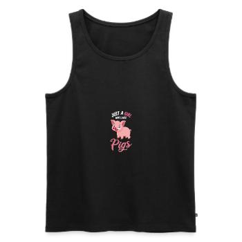 Pig Girl Pink Sweet Love Gift Idea - Men's Premium Organic Tank Top - black - Front - Michal (187cm)