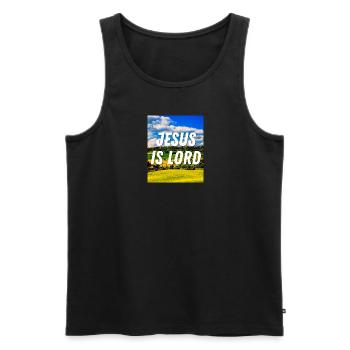 Jesus ist Herr - Christliches Zitat - Männer Premium Bio Tank Top - Schwarz - Vorne - Michal (187cm)