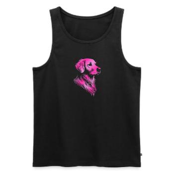 Golden Retriever Drawing Head Pink - Men's Premium Organic Tank Top - black - Front - AI Model Male 178 light (178cm)