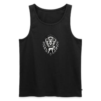 Christliche Kleidung Löwe und Lamm - Männer Premium Bio Tank Top - Schwarz - Vorne - AI Model Male 178 light (178cm)