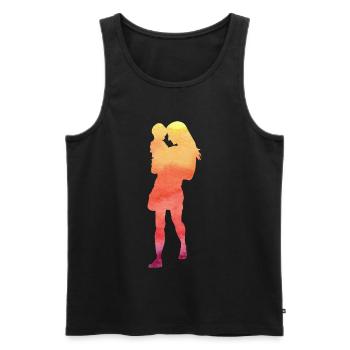 Gift mothers day silhouette woman with toddler - Men's Premium Organic Tank Top - black - Front - Michal (187cm)