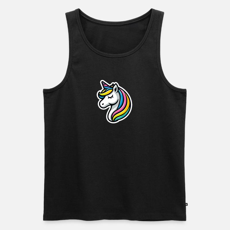 Einhorn Comic schlafend - Männer Premium Bio Tank Top - Schwarz