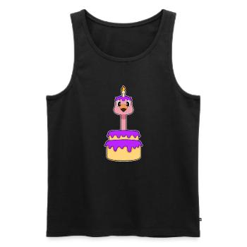 Gâteau d’anniversaire de flamant rose - Débardeur bio Premium Homme - noir - Devant - Michal (187cm)