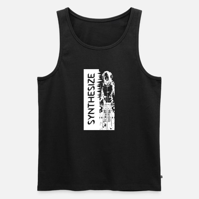 Synth White - Männer Premium Bio Tank Top - Schwarz