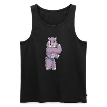 Hippopotame Bodybuilder Sport de culturisme - Débardeur bio Premium Homme - noir - Devant - Michal (187cm)