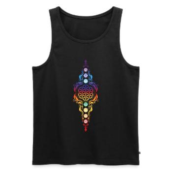 Spiritualité Méditation Géométrie Sacrée Foi Zen - Débardeur bio Premium Homme - noir - Devant - Michal (187cm)