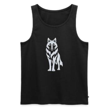 Wolfs Silhouette Kontrastdesign - Männer Premium Bio Tank Top - Schwarz - Vorne - Michal (187cm)