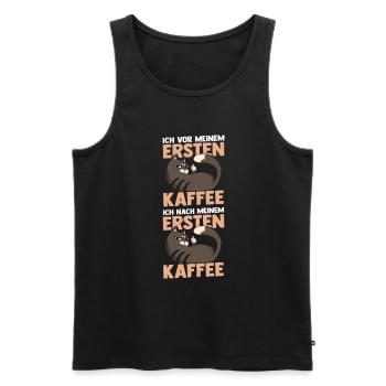 Chat avant mon premier café - Débardeur bio Premium Homme - noir - Devant - Michal (187cm)