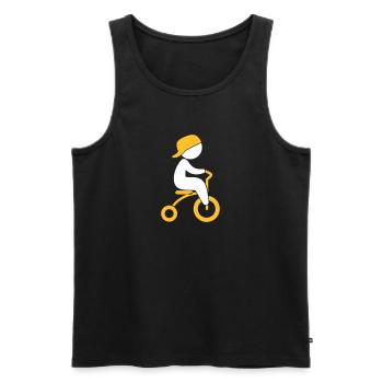 Garçon qui monte son tricycle - Débardeur bio Premium Homme - noir - Devant - Michal (187cm)