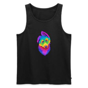 Pop Art German Shepherd Puppy - Men's Premium Organic Tank Top - black - Front - Michal (187cm)