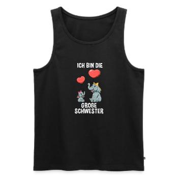 Elefanten Große Schwester - Ich bin der große - Männer Premium Bio Tank Top - Schwarz - Vorne - AI Model Male 178 light (178cm)