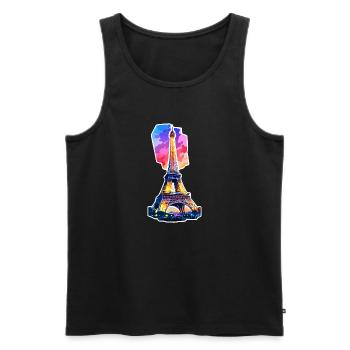 Eiffel Tower #4 - Men's Premium Organic Tank Top - black - Front - AI Model Male 178 light (178cm)