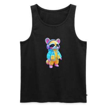 Raccoon with headphones - Men's Premium Organic Tank Top - black - Front - Michal (187cm)