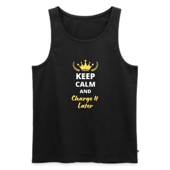 Keep Calm and Charge It Later - Débardeur bio Premium Homme - noir - Devant - Michal (187cm)