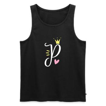 Letter P Initial Letter Crown - Men's Premium Organic Tank Top - black - Front - AI Model Male 178 light (178cm)