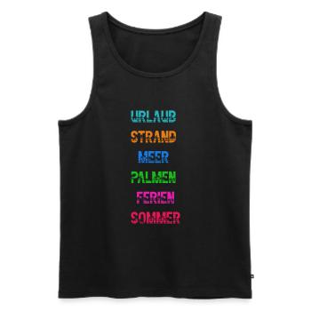 Urlaub Strand Meer Palmen Ferien Sommer Spruch - Männer Premium Bio Tank Top - Schwarz - Vorne - Michal (187cm)