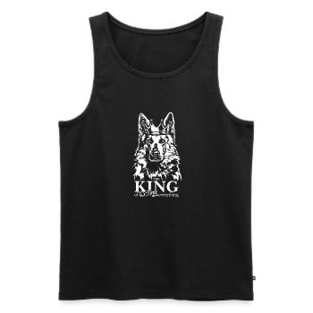 Berger suisse blanc Roi Chien Dicton - Débardeur bio Premium Homme - noir - Devant - Michal (187cm)