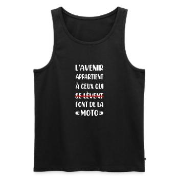 L'avenir appartient t-shirt pour motard - Débardeur bio Premium Homme - noir - Devant - Michal (187cm)
