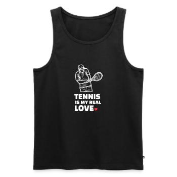 J’adore le tennis - Débardeur bio Premium Homme - noir - Devant - Michal (187cm)