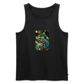 Chamäleon,bunt,pailetten,glänzend,natur - Männer Premium Bio Tank Top - Schwarz - Vorne - Michal (187cm)