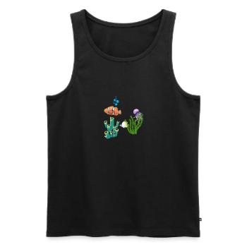 Coral Marine Life Underwater World Jellyfish Fish - Men's Premium Organic Tank Top - black - Front - Michal (187cm)