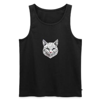 Polygon-Geometrie-Katze - Männer Premium Bio Tank Top - Schwarz - Vorne - AI Model Male 178 light (178cm)
