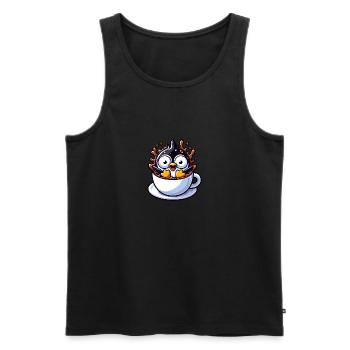 Pinguin Kaffee Kaffeetrinker liebt Koffein - Männer Premium Bio Tank Top - Schwarz - Vorne - Michal (187cm)