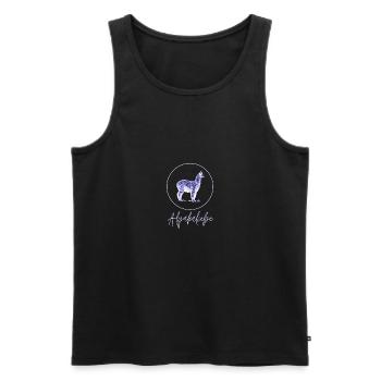 Alpakaliebe - Alpaka, Liebe, Tiere - Männer Premium Bio Tank Top - Schwarz - Vorne - Michal (187cm)