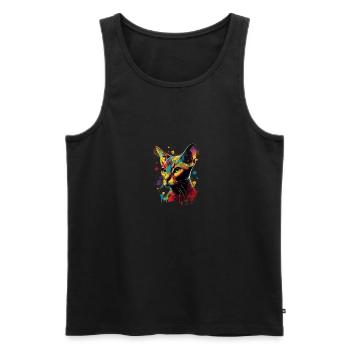 Abyssinian Cat Colorful Gaze - Männer Premium Bio Tank Top - Schwarz - Vorne - AI Model Male 178 light (178cm)