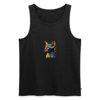 Abyssinian Cat Colorful Gaze - Männer Premium Bio Tank Top - Schwarz - Vorne - AI Model Male 178 light (178cm)