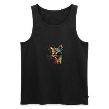 Abyssinian Cat Colorful Gaze - Männer Premium Bio Tank Top - Schwarz - Vorne - AI Model Male 178 light (178cm)