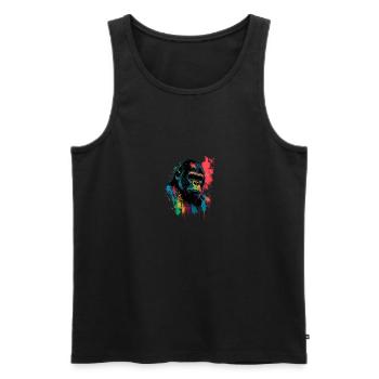 Colorful Gorilla Splash Art Expression - Männer Premium Bio Tank Top - Schwarz - Vorne - AI Model Male 178 light (178cm)