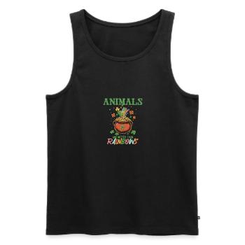 Les animaux valent mieux que les arcs-en-ciel Fête de la Saint-Patrick - Débardeur bio Premium Homme - noir - Devant - AI Model Male 178 light (178cm)
