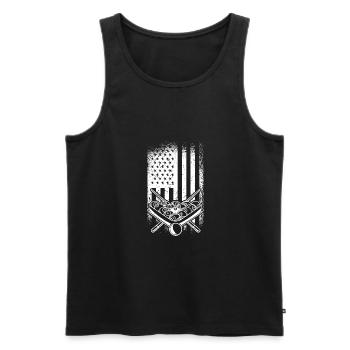 Retro Graphic Pool Billard Snooker Billard Cue 8-B - Men's Premium Organic Tank Top - black - Front - Michal (187cm)