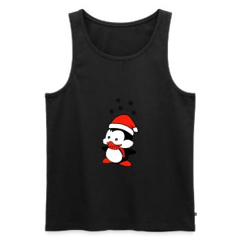 pingouin aime Noël - Débardeur bio Premium Homme - noir - Devant - Michal (187cm)