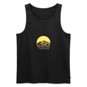 hiking mountains MOUNTAIN outdoor hiking sunset beer - Men's Premium Organic Tank Top - black - Front - AI Model Male 178 light (178cm)