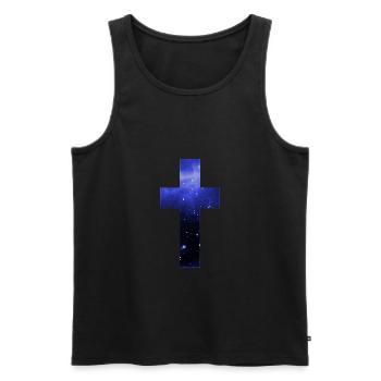 Croix Galaxy Starry Faith Jesus - Débardeur bio Premium Homme - noir - Devant - AI Model Male 178 light (178cm)